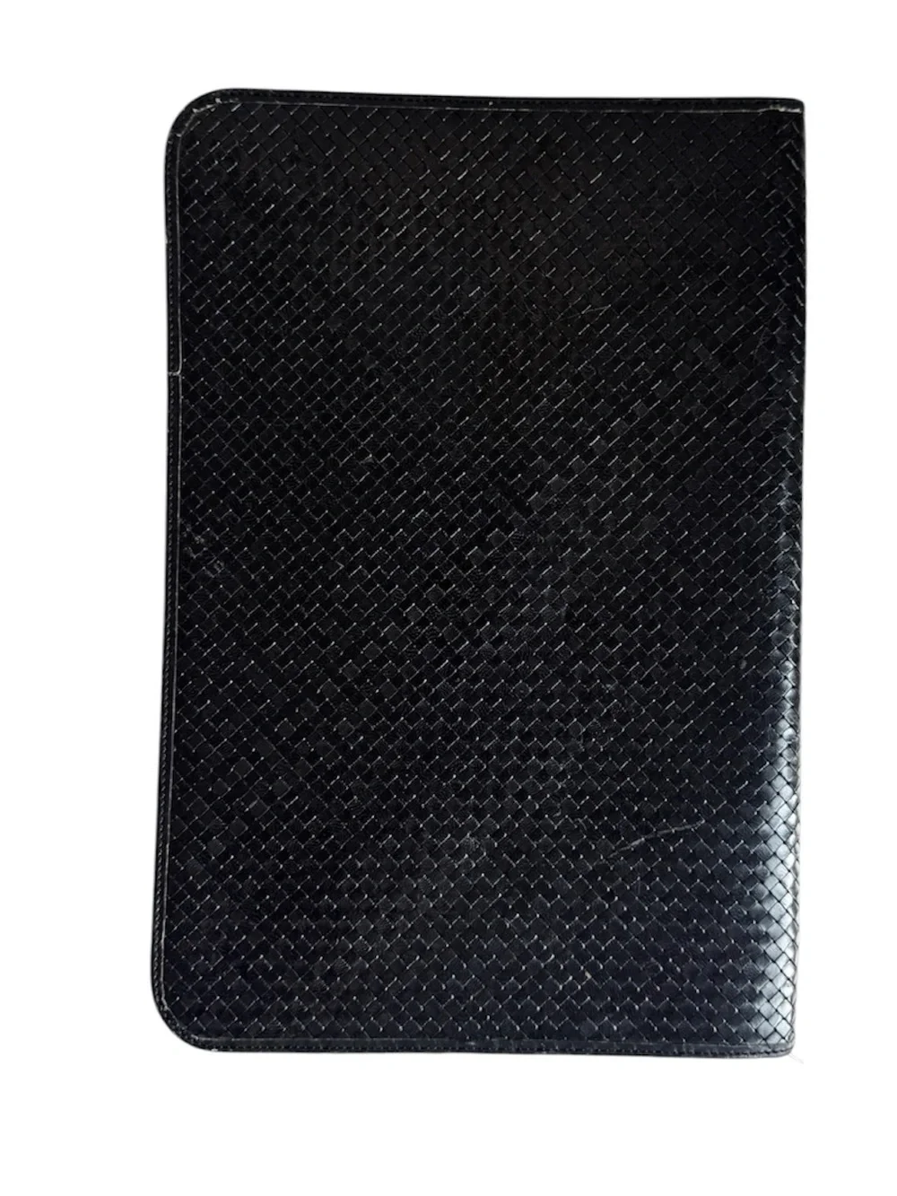 Stephane Kelian Paris Black Braided Leather Portfolio Zip Planner Organizer 14”